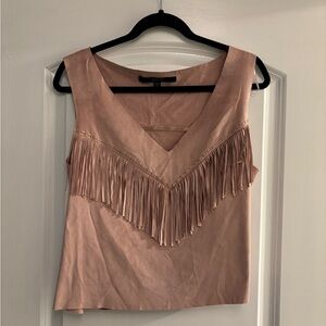 Guess Blush Fringe V-Neck Blouse